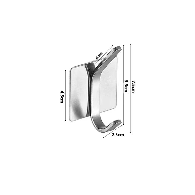 Self Adhesive Wall Hook Stainless Steel Towel Rack Bathroom Hardware Shelf Robe Hooks Hanger Shower Shelf Hanging Accessories
