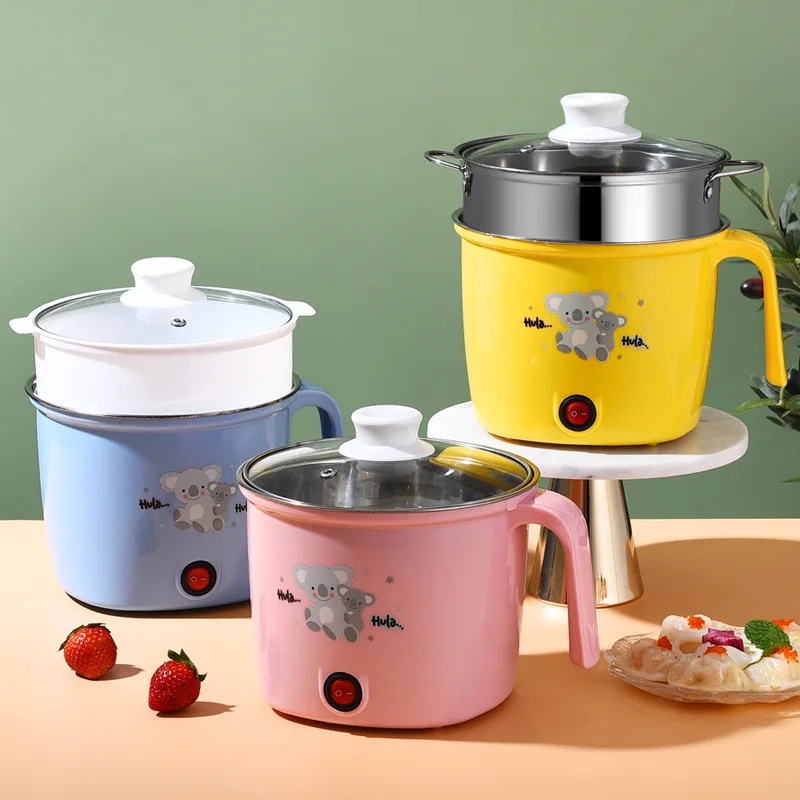 Multifunktionell elektrisk spisgryta liten kraftfull non-stick-gryta i rostfritt stål för kontorsbruk hushållsapparater 220v: Beige / Jp