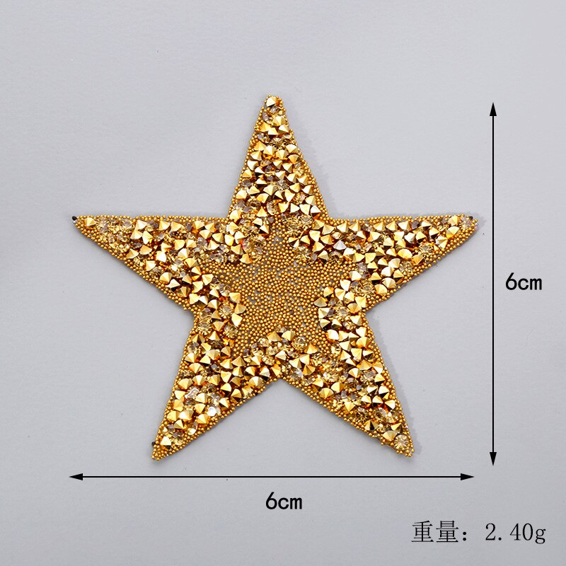 Ster Applique Ijzer op Patch Patches voor Kleding Stickers Pailletten Patch Diy Patch Leuke Kralen Parches Bordados Para Ropa: 6cm 2