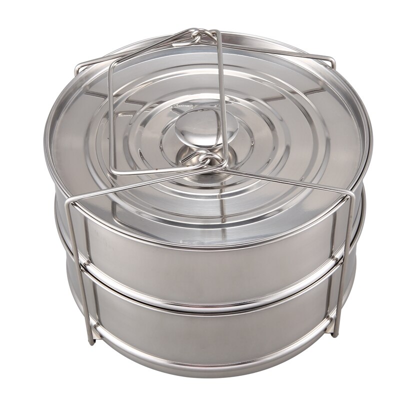 Pressure Pot Accessories,Stackable Steamer Insert Pans Pot for 5 Litres or More Pot Accessories-2 Tier,with 1 Lids&Sling