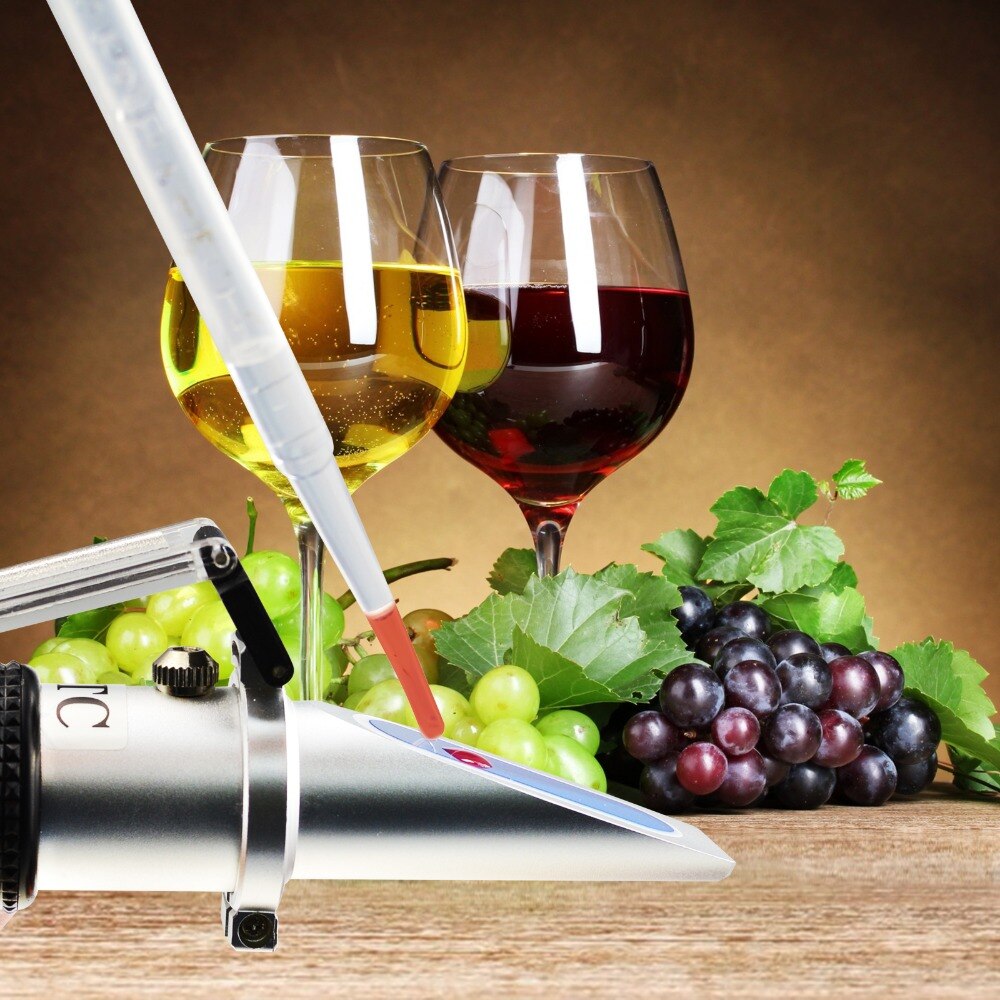 Refractómetro de Alcohol de jugo de fruta de uva con ATC, báscula Dual 0-25% VOL 0-40% Brix, medidor óptico de mano para eneros