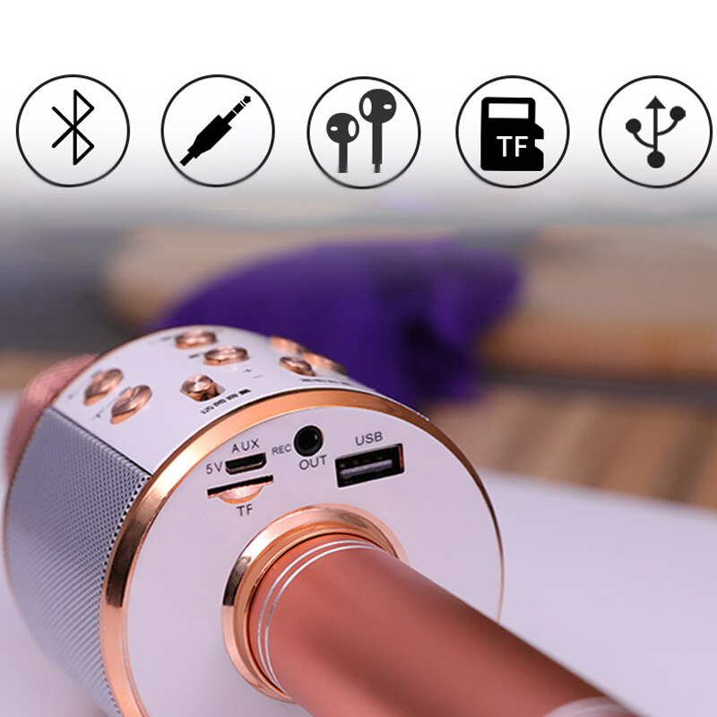 Portable Wireless Bluetooth Karaoke Microphone Handheld Speaking Singing Mic NIN668