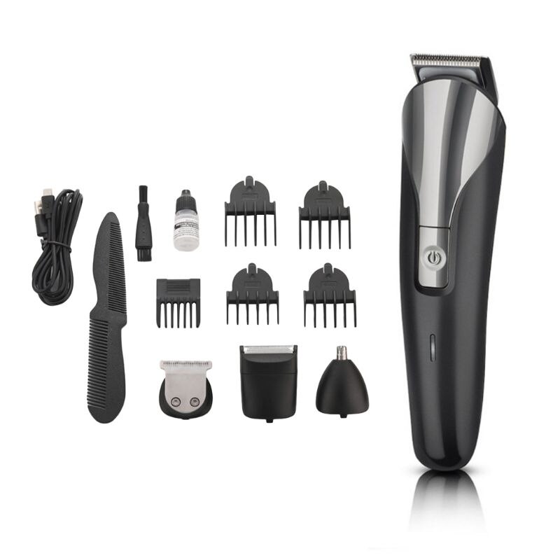 1Set Multi-function Beard Shaver Sideburns Nose Hair Trimmer Men Grooming Kit 95AC: Black