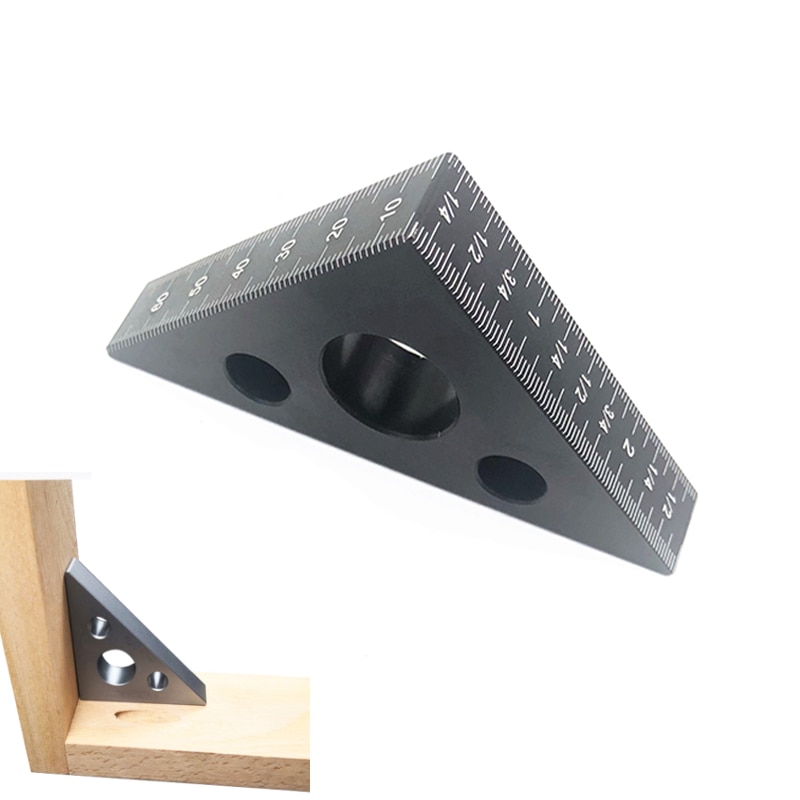 45 Degree Aluminum Alloy Angle Ruler Inch Metric Triangle Ruler Carpenter&#39;s Workshop Woodworking Square Woodworking Tools