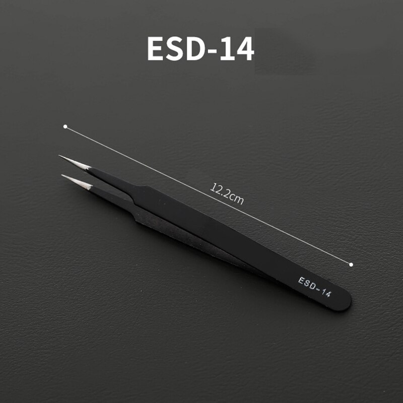 Esd Anti-Statische Roestvrijstalen Pincet Set Precisie Onderhoud Industriële Reparatie Gebogen Tool Rechte Pincet Reparatie Tools