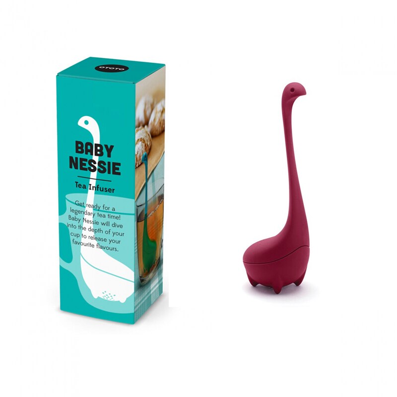 Loch Ness Monster Silicone Tea Infuser Vertical Long Handle Dinosaur Tea Filter Tea Leaking Kitchen Accessories: Color boxed Colro3