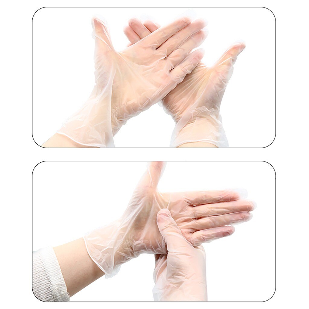 100pcs Transparent Disposable Gloves- Latex Rubber Anti-Pollution Transparent Gloves Cleaning Hygiene Disposable Gloves#35