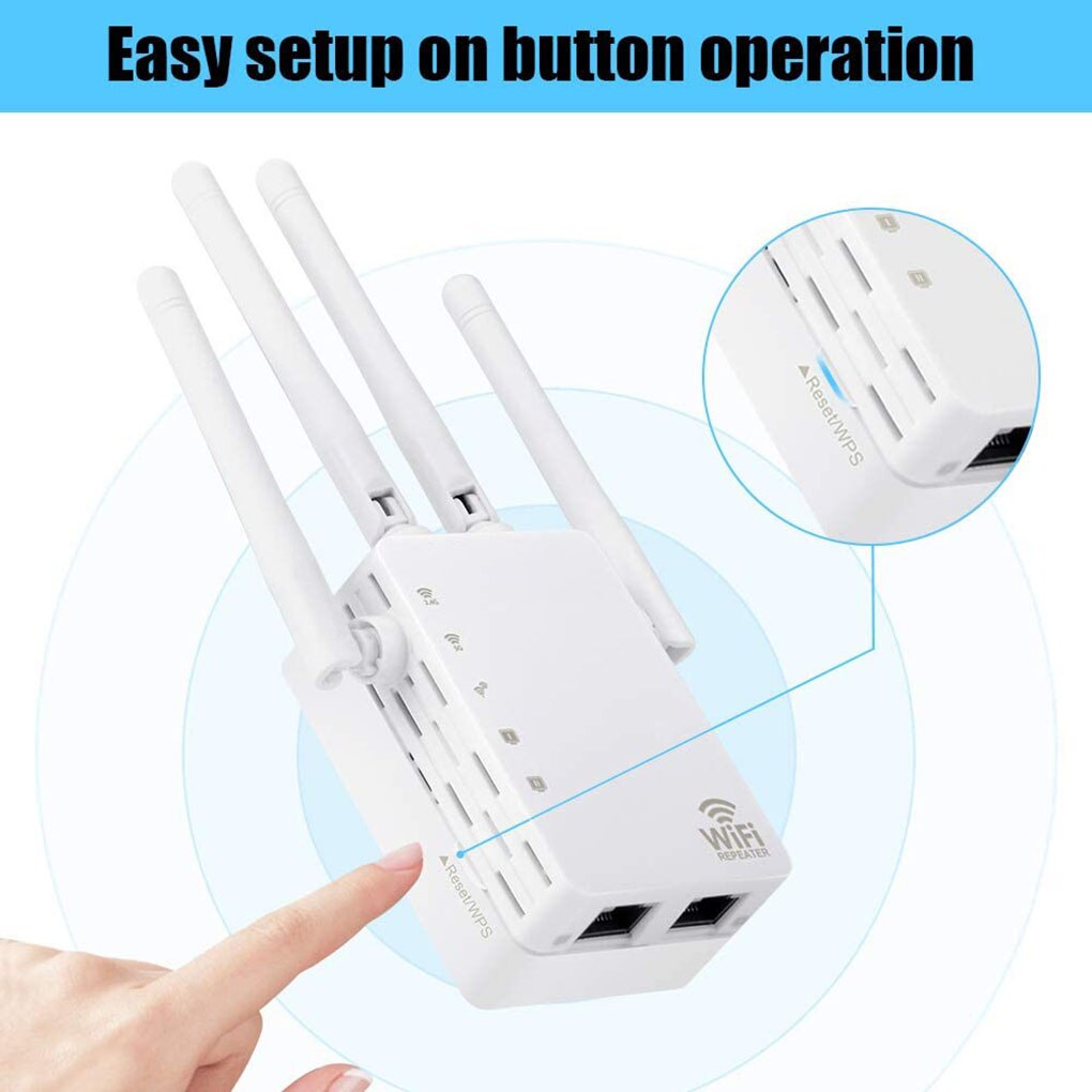 Dual Band 4 Antenna Wifi Repeater 2.4G 5G Wifi Signal Extender Booster Wireless Signal Amplifier