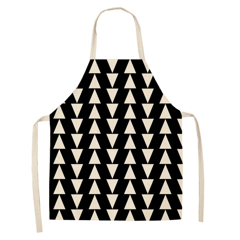 1 stuk zwart-wit geometrisch keukenschort voor vrouwen en mannen thuis koken bakken winkel schoonmaken katoenen linnen slabbetjes 53*65cm g1006: R