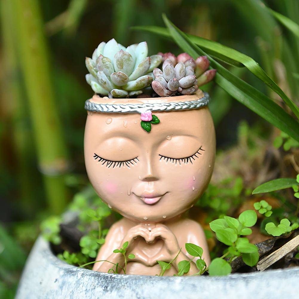 Gezicht Bloempot Liefde Stijl Meisje Hoofd Plant Pot Kleine Dame Gezicht Planter voor Succulente Binnen Buiten Planten Desktop Penhouder
