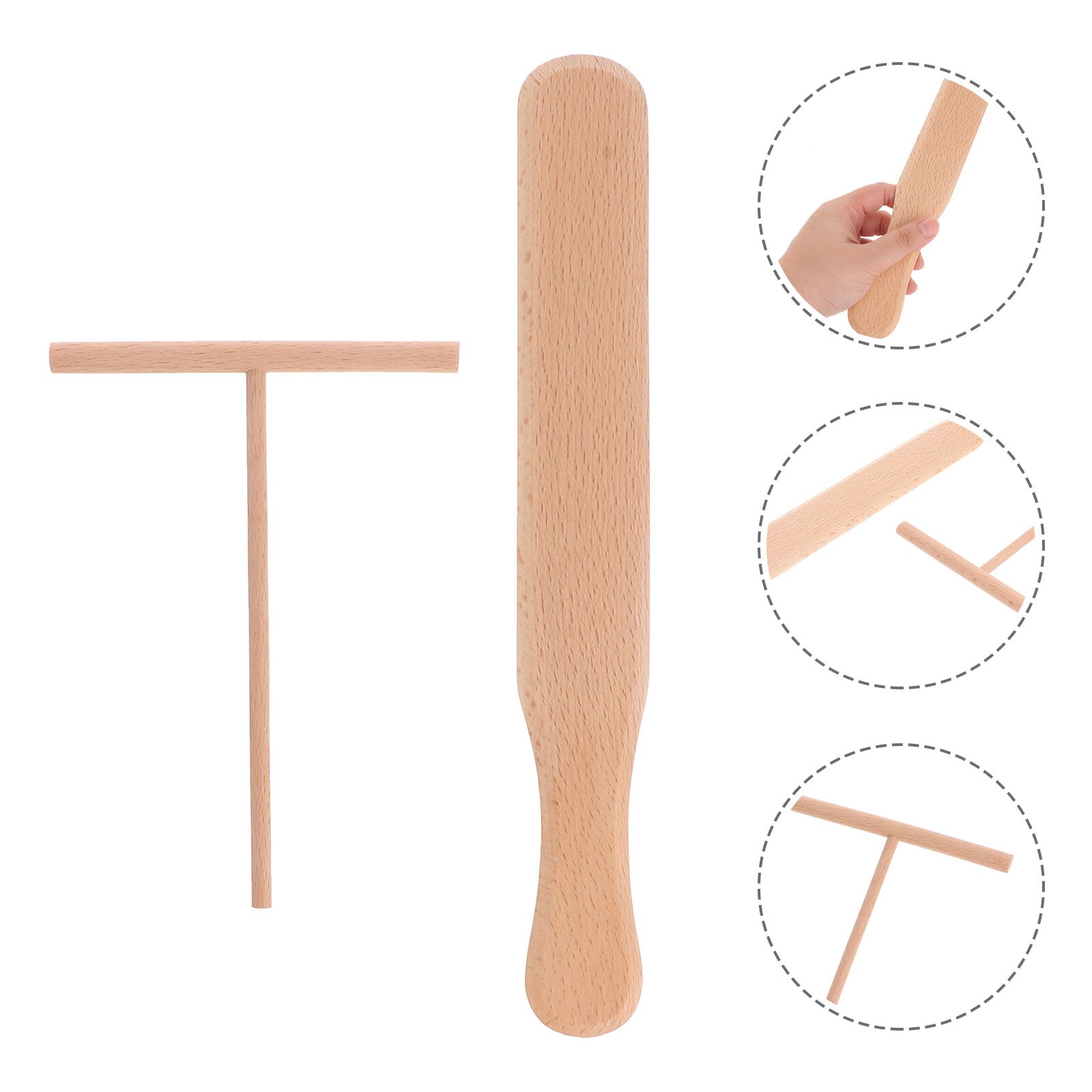 4pcs Pancake Cooking Utensils Wooden Crepe Spreader and Spatula Tortilla Rake Batter Spreading Tools(1pc Beechwood Spatula +