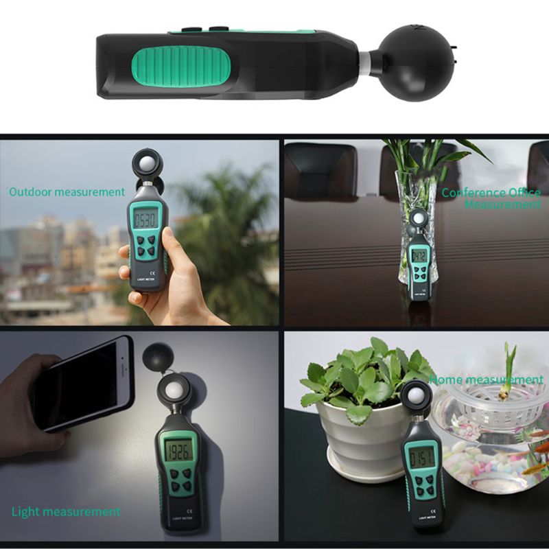Portable Handheld Mini Digital Luminometer High Precision 200000 LUX Light Meter LCD Display LED Illumination Photometer