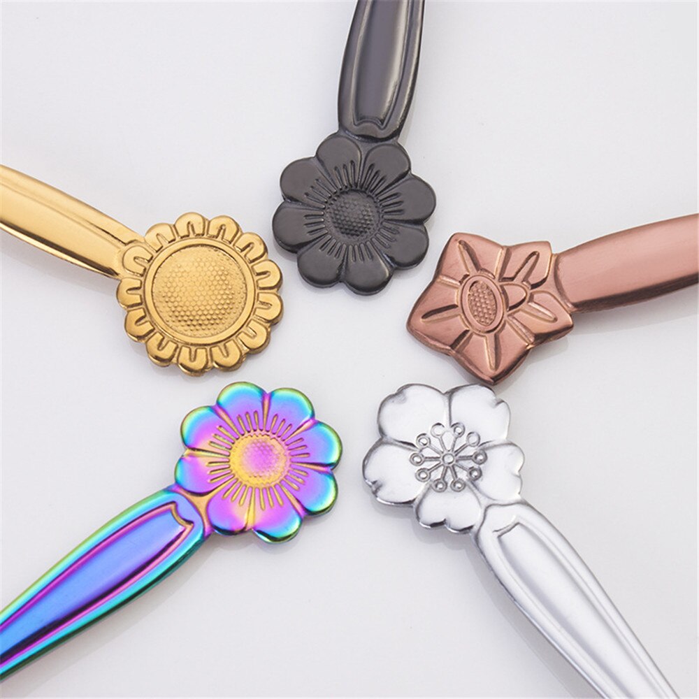 Tenedor de fruta de dos dientes de acero inoxidable forma de flor tarta postre tenedor suministros accesorios de vajilla de cocina