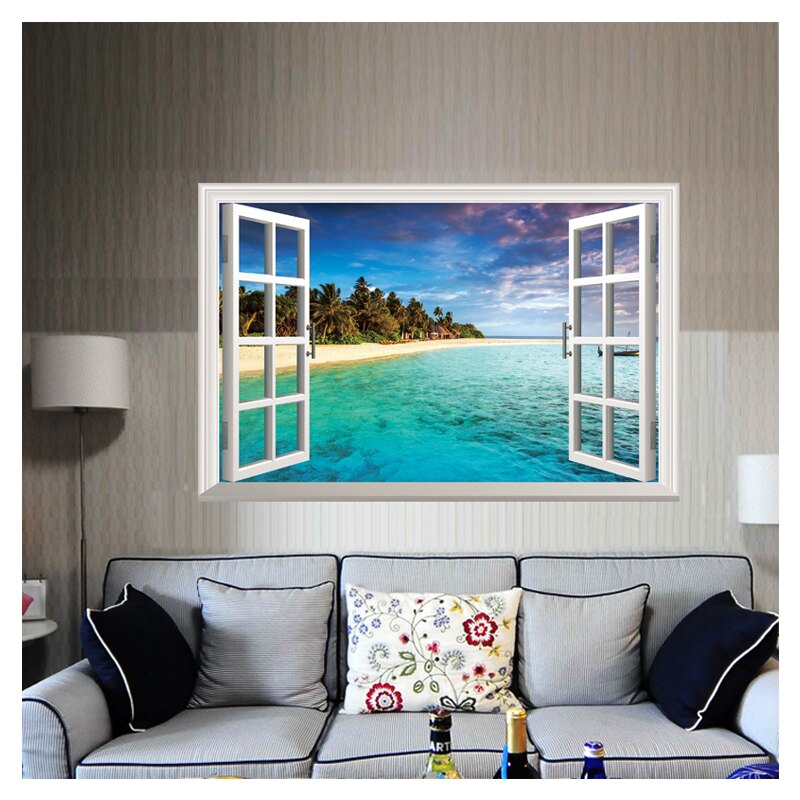3D Ozean Natur Meer Ansicht Wandbild Fenster Heimat Dekor Aufkleber Zimmer bild Poster kunst