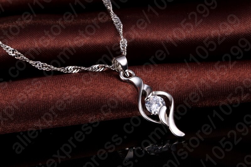 Top Fijne 925 Sterling Zilveren Mode Zirconia Ketting Earring Bruiloft Sieraden Set Voor Vrouwen