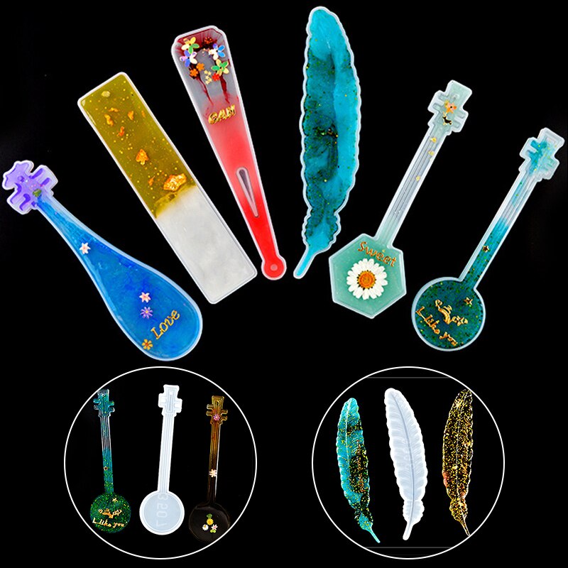 Marcapáginas DIY, molde de silicona, haz tu propio libro, marcador de libro, pluma Rectangular, instrumento Musical clásico, moldes de resina epoxi