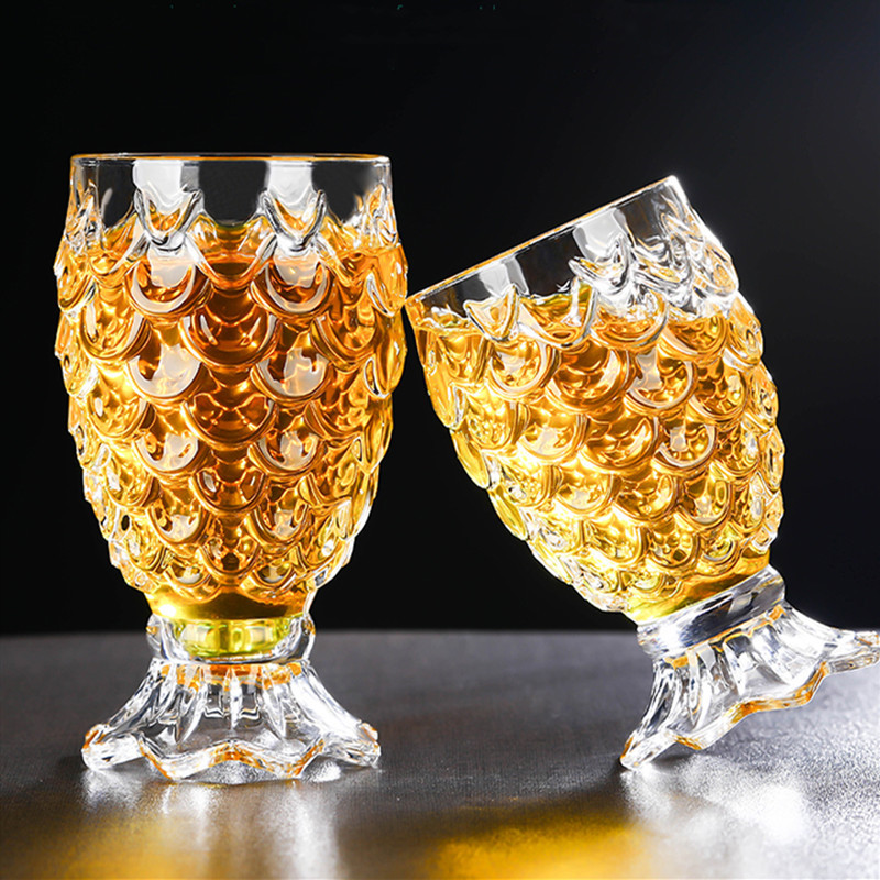 2 stks/partij Crystal Bier Glas Helder Ananas Vormige Whiskey Glazen Bruiloft Drinken Glas Drinkware Tumbler Set Voor Water Wijn