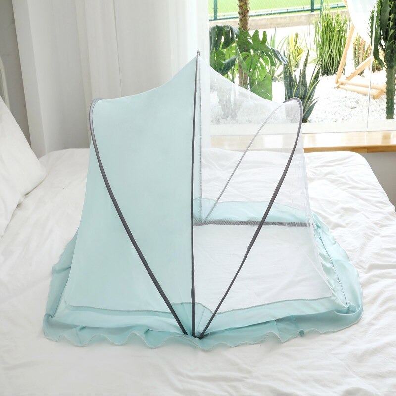 Baby bettwäsche krippe netting boden hause bett klapp kinder schutz sicher mesh gewölbte moskito net bett für mädchen junge: Blau