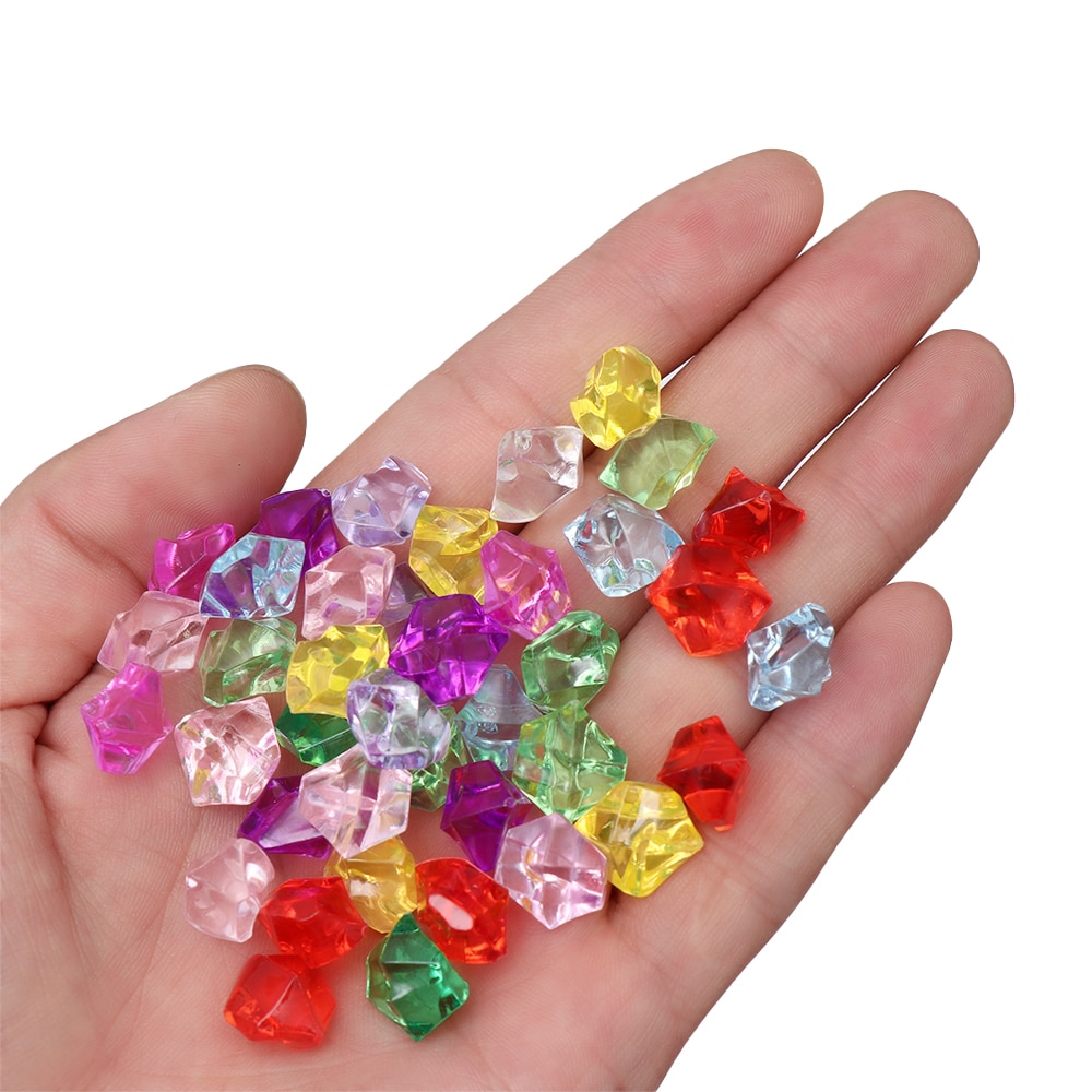 50Pcs Colorful Art Artificial Stones Crystal Ice Cubes Vase Filler Wedding Ornament Garden Cobblestones Aquarium Decoration