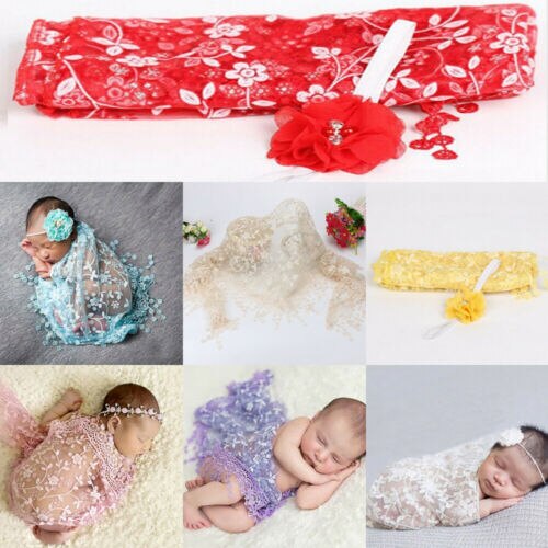 Adorable Lace Baby Receiving Blankets Infant Baby Floral Shawl Photography Photo Props See Through Tassel Newborn Blankets