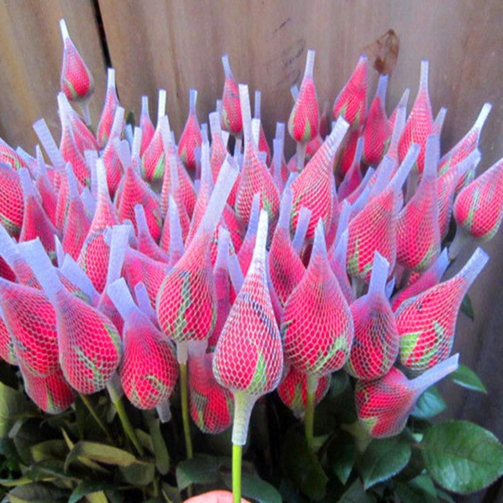 100PCS White Makeup Brushes Netting Protective Cover Set Rose Bud Shaped Storage Mesh Sheath Protectors Cosmetics Makeup Tool