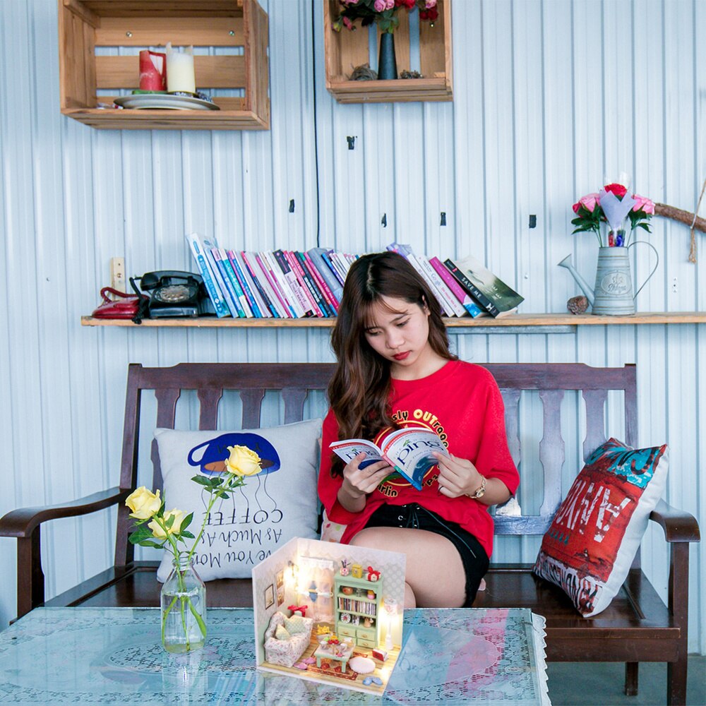 1pc Entzückende Holz handgefertigt Miniatur Bausatz DIY Haus Gebäude Modell Miniatur Haus für Wohnkultur freundlicher freundlicher