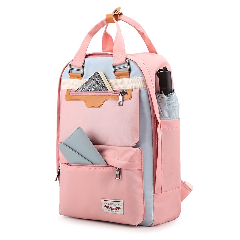 Mode Vrouwen Rugzak Nylon Waterdichte Rugzak Grote 15.6 Inch Laptop Schooltas Voor Tiener Meisje Leuke Student Bookbags
