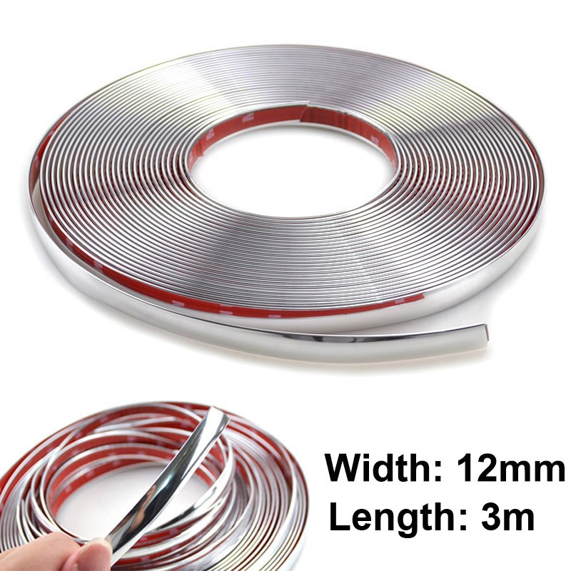 6/12/20mm auton muotoilua kromi koristelistat edessä takasumuvalon verhoilu kansi listan rungon koristelu suojatarvikkeet: 3m-12mm