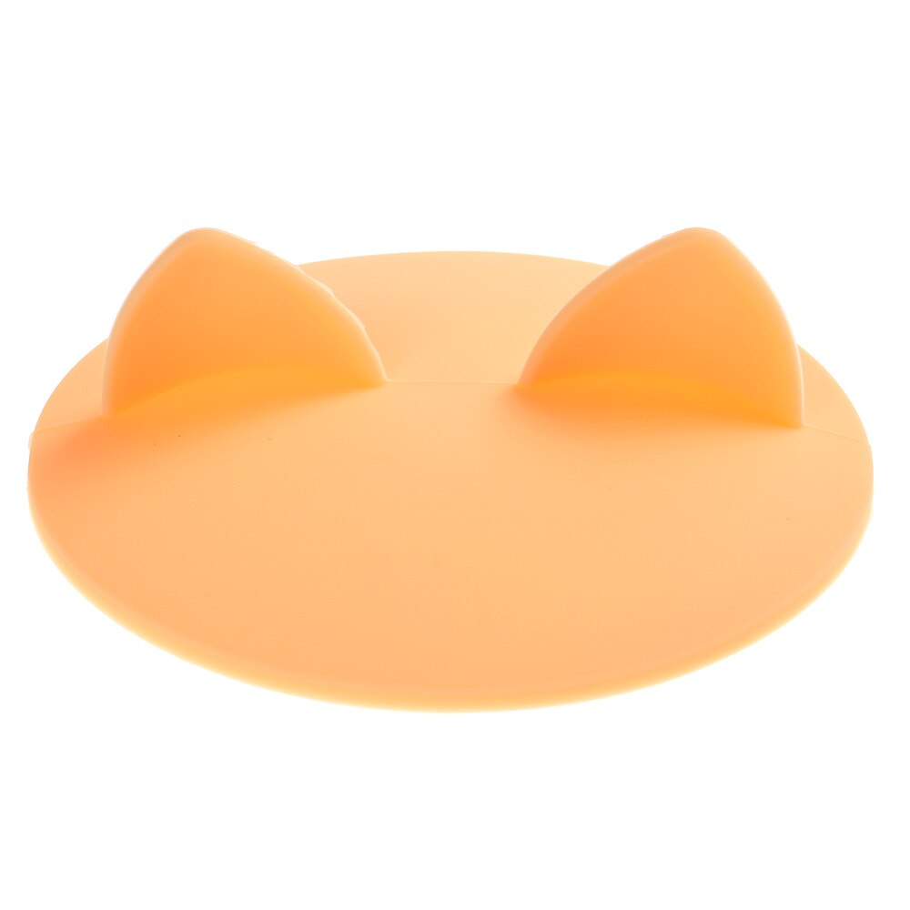 Cute Cat Ear Adorn Drinking Cup Lid FDA Silicone Leakproof Coffee Mug Airtight Sealed Cup Cover Anti-dust Bowl Cover: Yellow