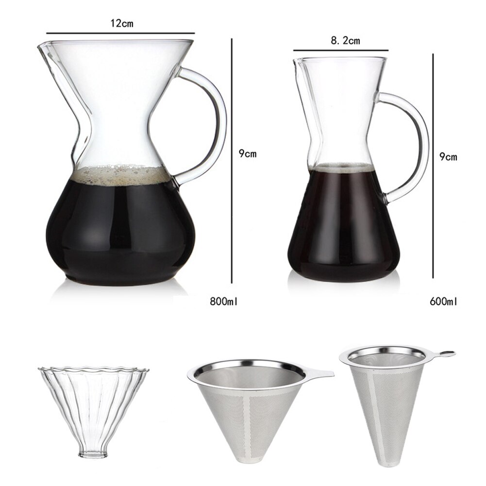 Heat Resistant Glass Coffee Pot Coffee Brewer Cups Counted Coffee Maker Barista Percolator
