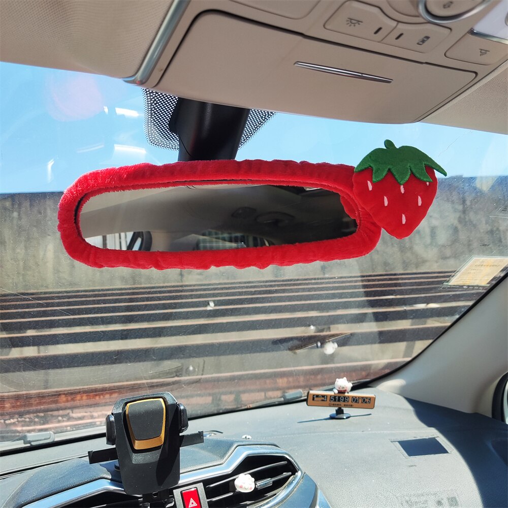 Rétroviseur de voiture en forme de grand cochon rouge, couverture de miroir de dessin animé, décoration de dame