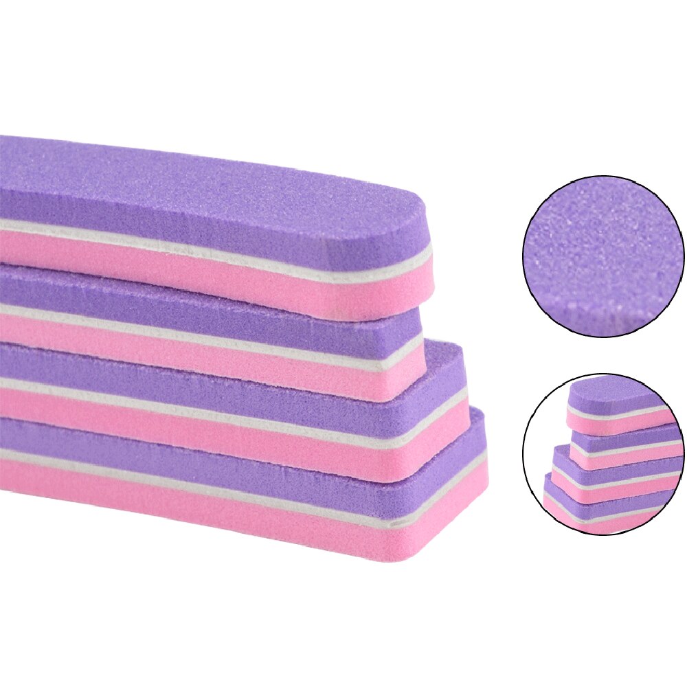 Klimonla – outils de manucure professionnels, 100/180 grains, rose, violet, courbe, bloc de ponçage, éponge, lime à ongles, 25 pièces