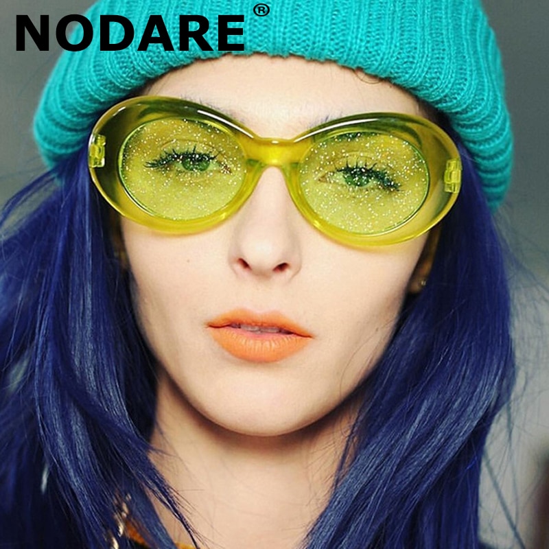 Nirvana Kurt Cobain Sunglasses Women Clout Goggles Pink Oval Sun Glasses Classic Fahion Female Clear Lens Mirror Eyewear UV400