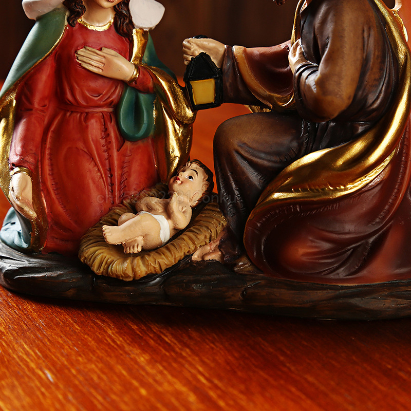 Resina creativa, adornos Santos, estatuas cristianas, estatuas católicas, Estatua de la Virgen María, Santa Familia
