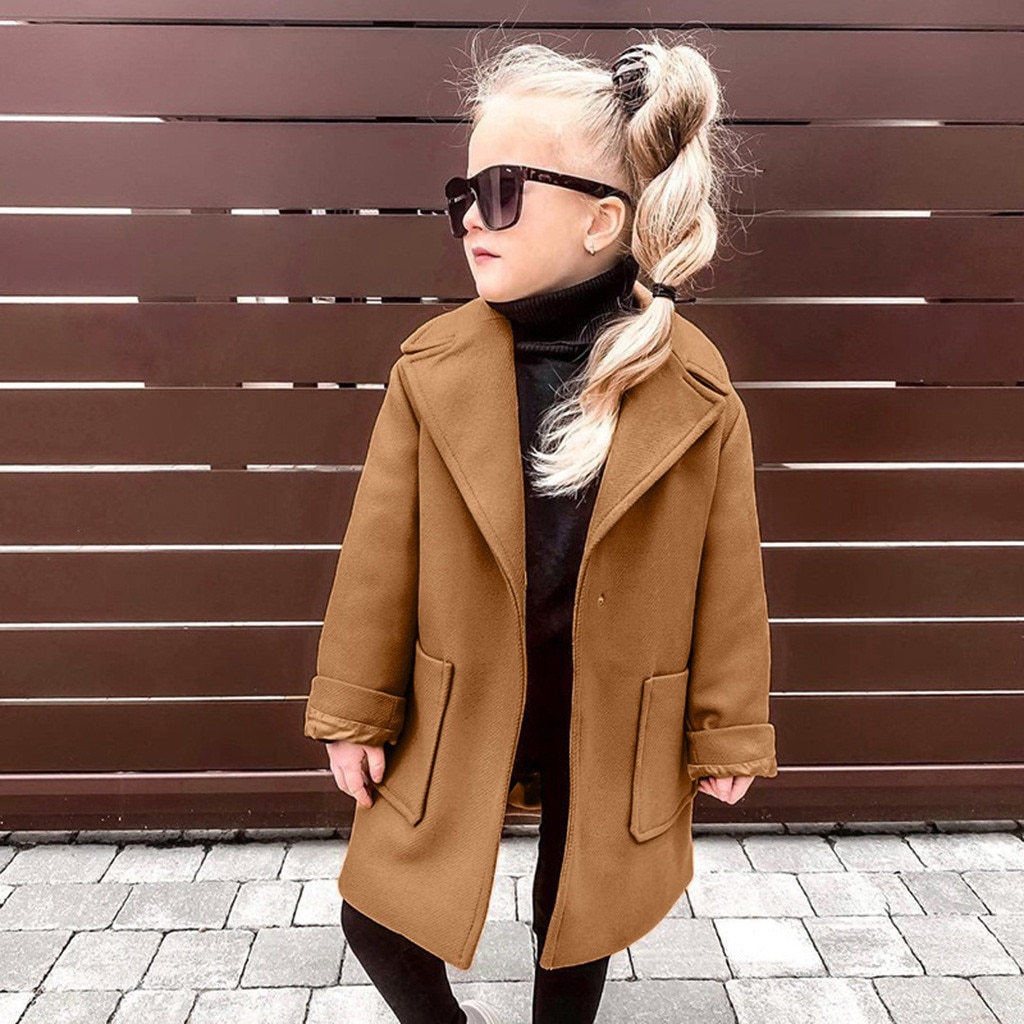 Kids Wool Coat Thick Girl Snowsuit Winter Jackets for Girls Outwear Baby Jackets Girls Blends Toddler Camel Coats Children Cloth