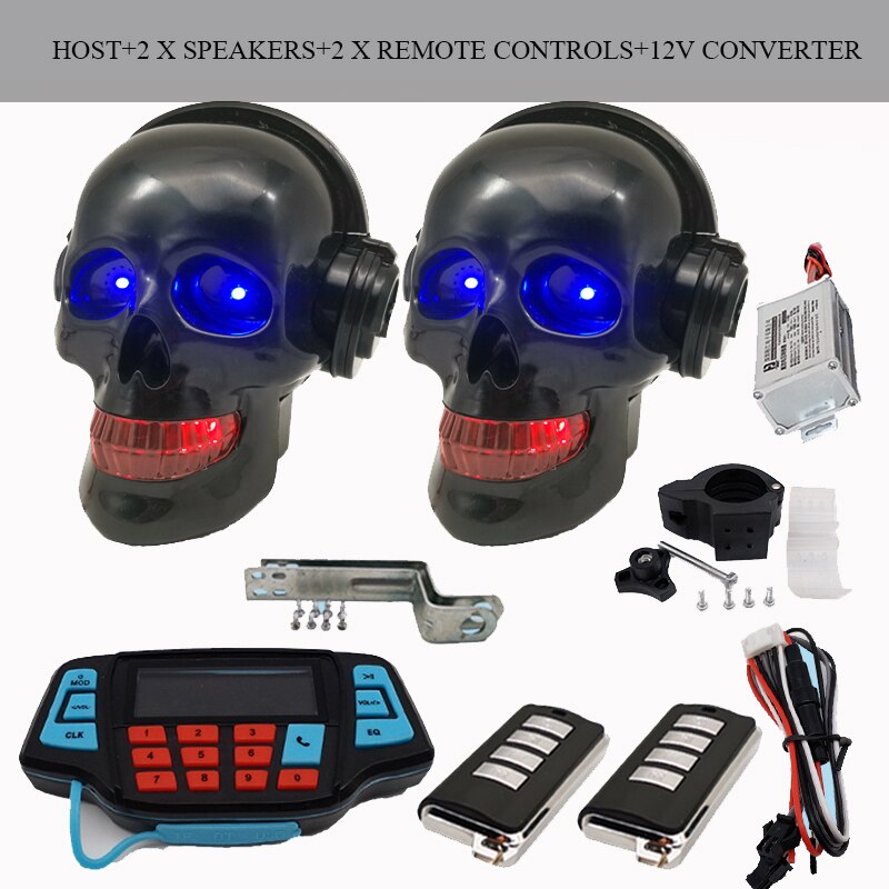 Motorcycle skull loudspeaker With Bluetooth MP3 waterproof Subwoofer Mobile phone call vehicle Electric vehicle Anti theft Color