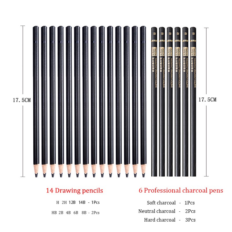 30Pcs Sketch pencil set charcoal full set of student entry tools painting For Painter beginner drawing art supplies