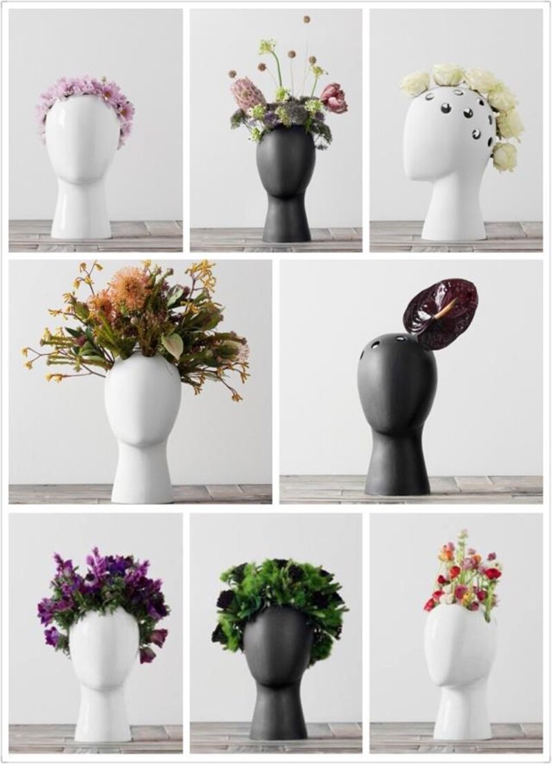 Cabeza de hombre flor florero jarrón decorativo bastract florero de cerámica de escritorio decoración muestra habitación florero olla de
