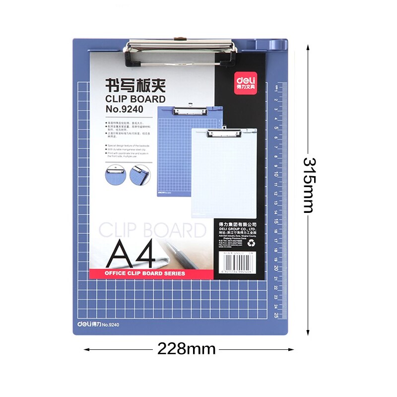 A4 Clipboard With Ruler PP Writing Pad Desk Document Folder Board School Office Stationery Binder Clip Board