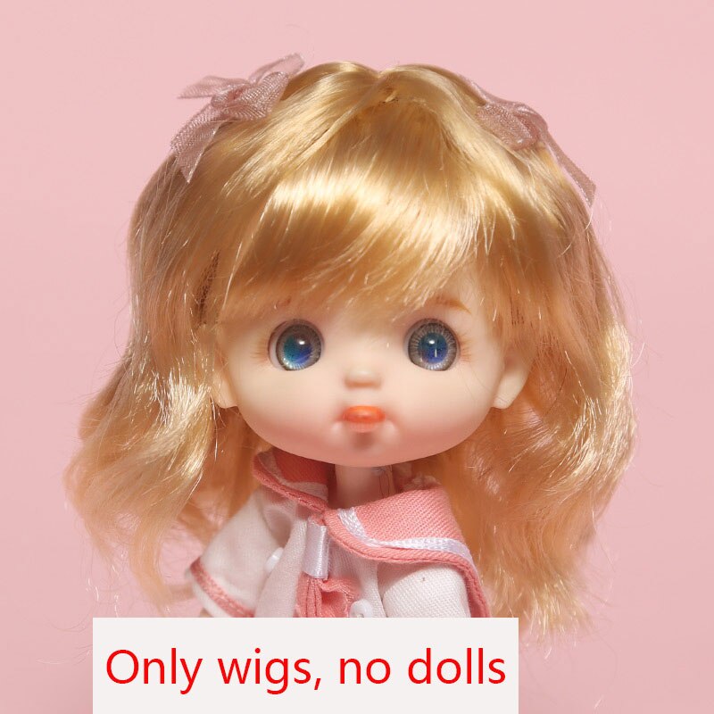 BJD doll wig 1/8 MSD YOSD DD wig pink Golden white Bangs Ponytail Long Curly Hair BOBO Short Hair Straight hair Wigs for doll: Wig only-14