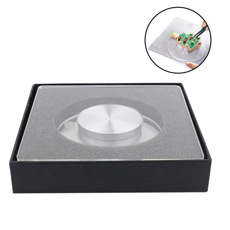 DIY Pan Baking Tool Metal Cake Plate Turntable Rotating Anti-skid Round Cake Stand Cake Decorating Rotary with 6 Scriber Needles: Transparent
