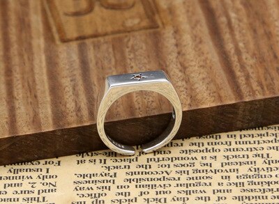 925 sterling zilveren ringen met een soepele opening en een vijfpuntige ster met ingelegde zirkonia voor mannen of vrouwen, trouwring