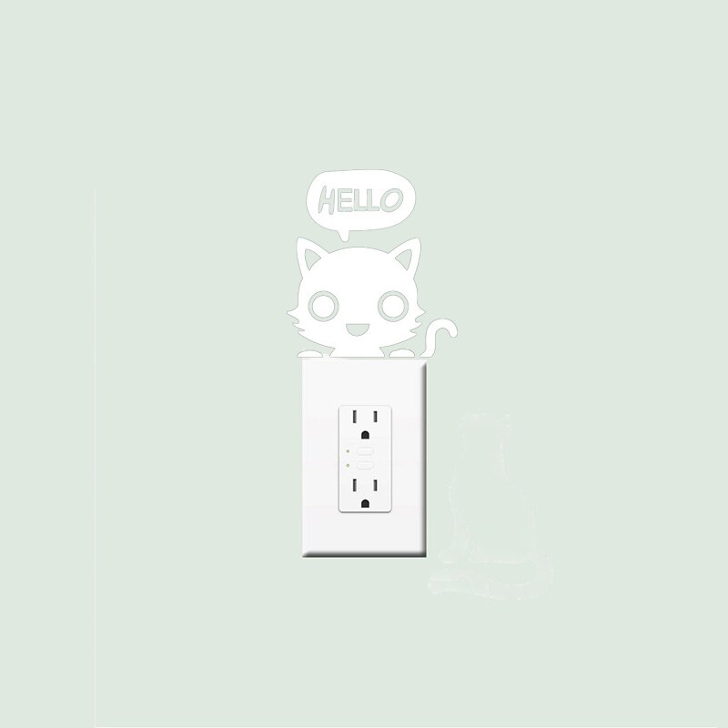 11*12cm Cat Say Hello Home Decor Light Switch stic... – Grandado