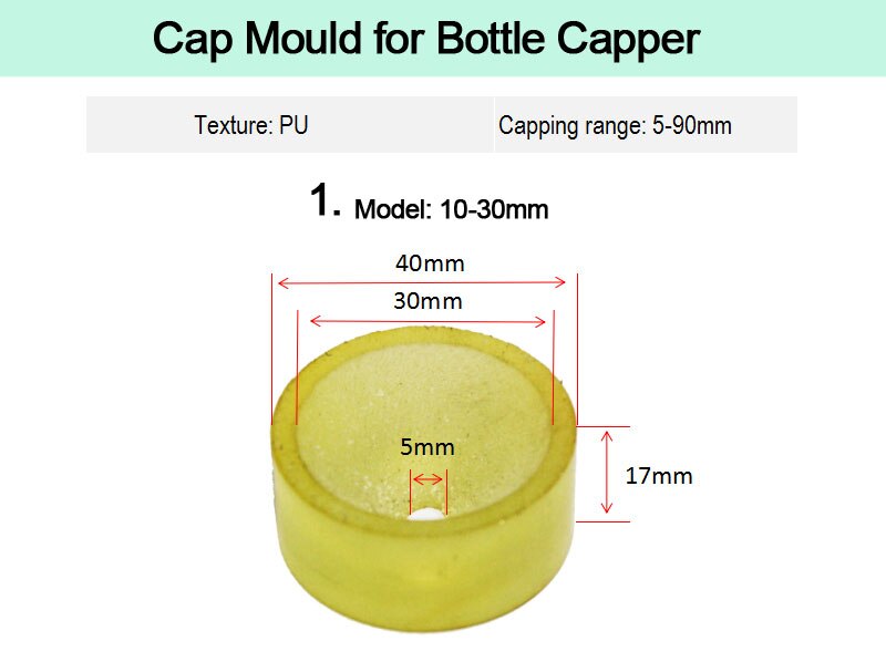 SHENLIN Capping head of capping tool, mandril atornillado, tapón de botella tapón de rosca, cabeza de tapado de silicona, 20-30mm, antidesgaste, blanco: Anti wear 10 to 30mm