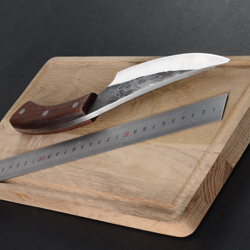 Qing 5.5 inch Boning Camping Serbian Knife Full Tang Cleaver Butcher Handmade Forged Steel Knife Slice Chef Knives With Leather: B