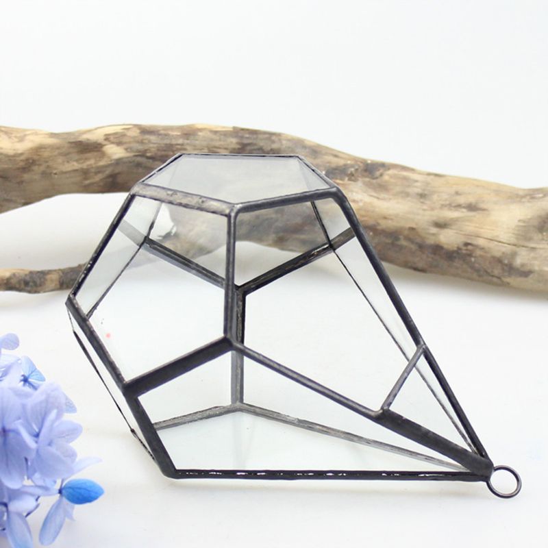 Hanging Glass Terrarium - Diamond Geometric Polyhedron - Wall Mounted Air Plant Holder