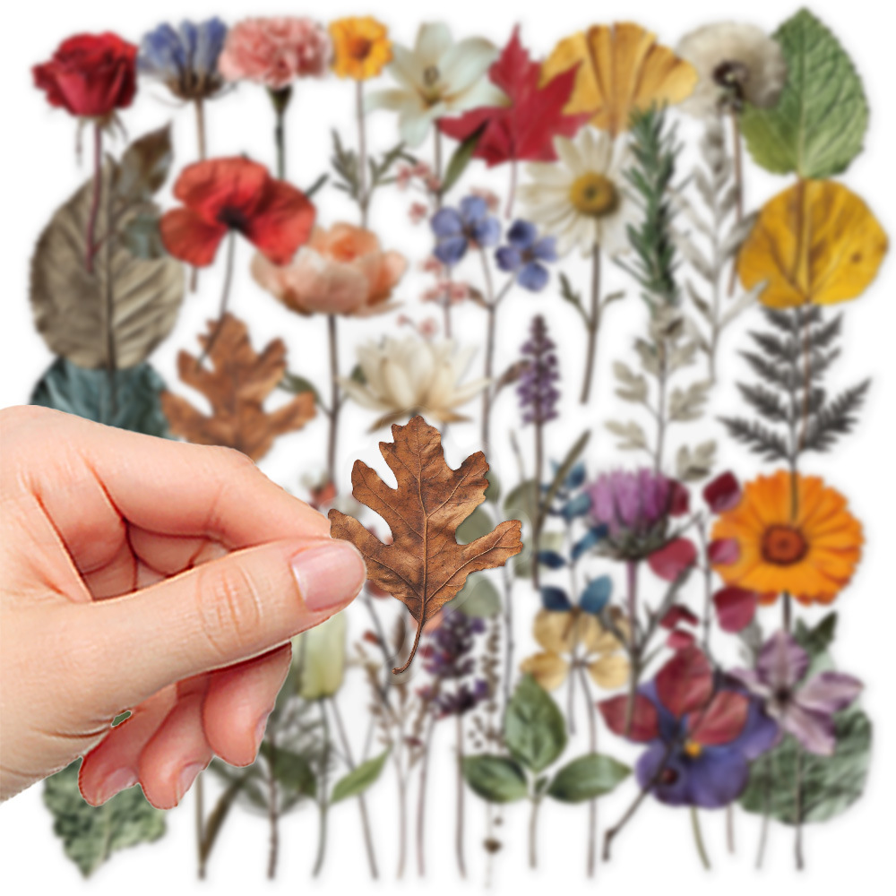 50Pcs Cute Plant Stickers Plant Specimen Decals For Phone Laptop Suitcase Notebook Skateboard Waterproof Sticker