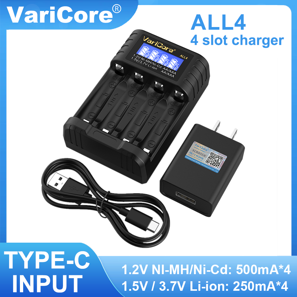LiitoKala LII-CH4 4-slot Battery Charger for 3.7V 18650 21700 26650 18500 1.2V AA AAA NiMH 1.5V Lithium-ion battery: Blue