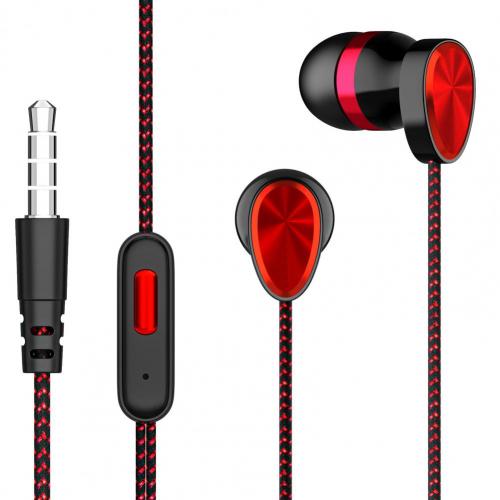 Headphone Portable Headset Universal Adjustable Good Wired Gaming Earphone: Red