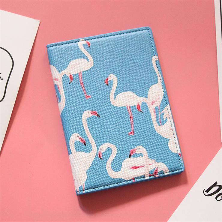 Alta-fim de design famoso flamingo capa de passaporte titular do cartão de crédito azul homem mulher caso de passaporte negócios unisex carteira de viagem: Flamingo001